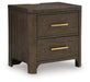 Radkin - Two Drawer Night Stand - Burnished Brown Signature Design by Ashley®