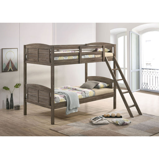Shasta - Twin Over Twin Bunk Bed With 2 Twin Mattresses - Brown Furniture Max