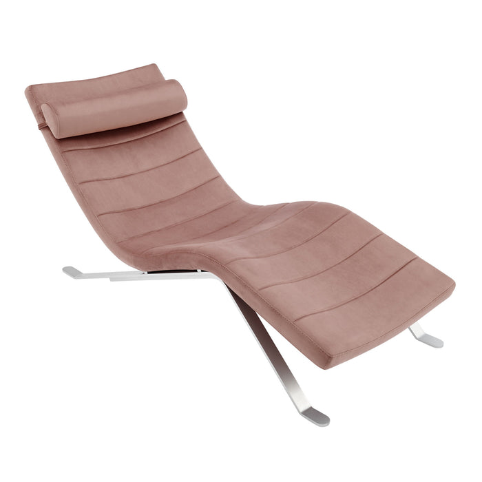 Velvet Lounge Chair - Rose And Silver