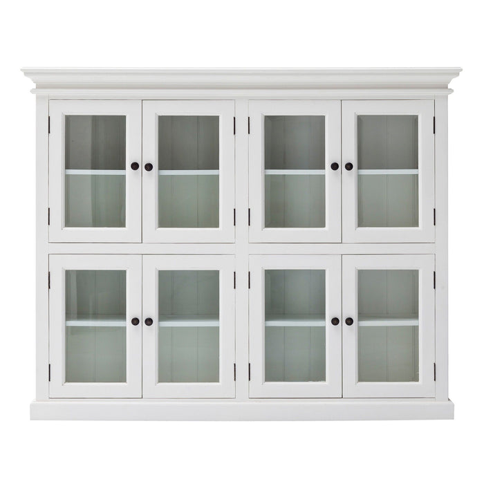 Wood And Glass Two Level Storage Cabinet - White