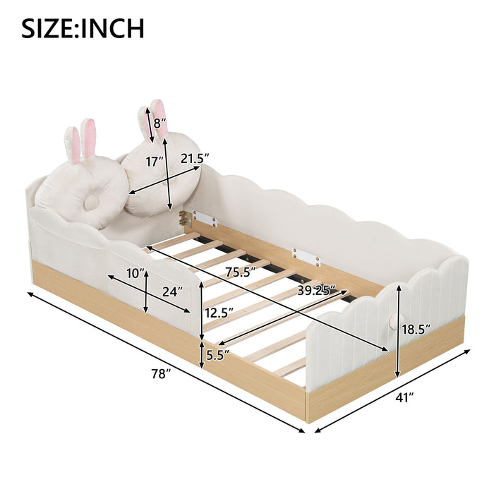 Platform Bed With Animal Pillows And Storage Bags Dreamland