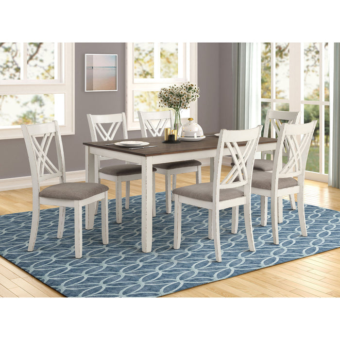 Ebers - 7 Dining Set With 2 Tone Upholstered Chairs - Vanilla White Furniture Max