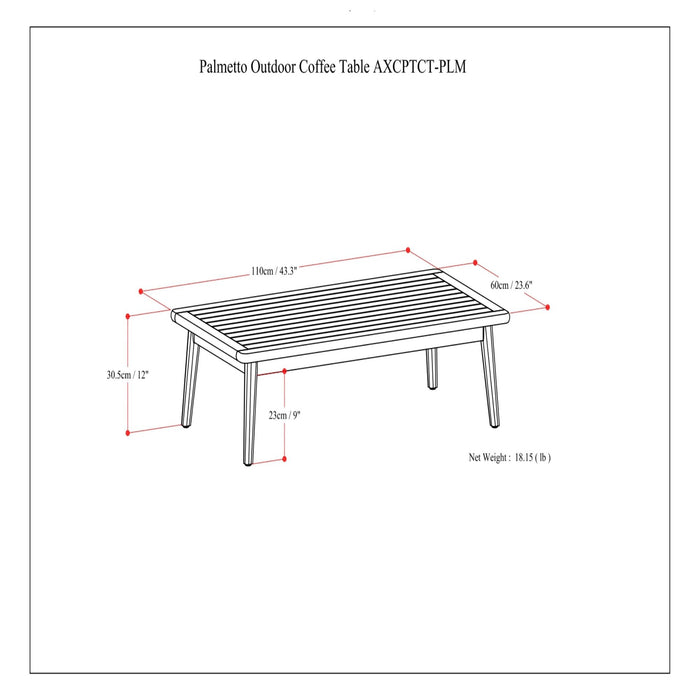 Palmetto - Outdoor Coffee Table - Light Teak Simpli-Home