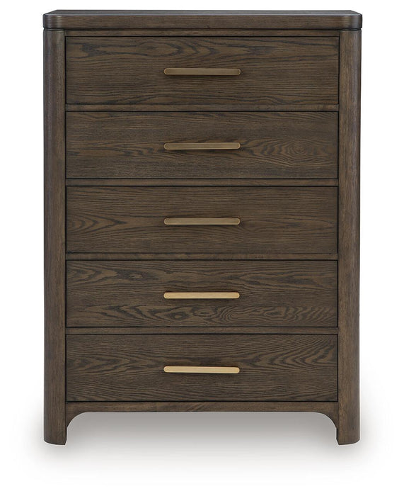 Radkin - Five Drawer Chest - Burnished Brown Signature Design by Ashley®
