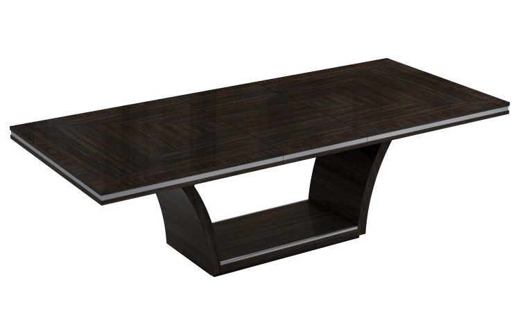 Solid Wood Self - Storing Leaf Pedestal Base Dining Table - Dark Brown