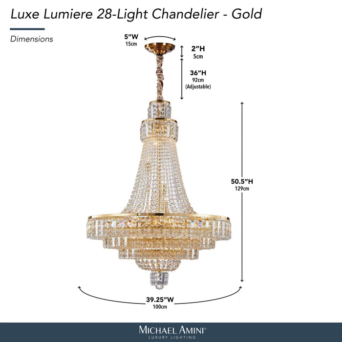 Michael Amini Lighting - Luxe Lumiere 28-Light Crystal Chandelier - Gold Michael Amini