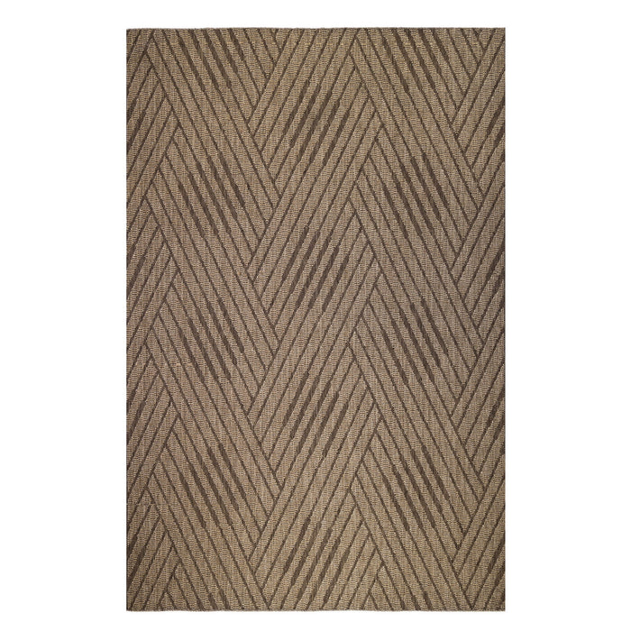 8' Runner Geometric Stain Resistant Indoor / Outdoor Runner Rug - Beige