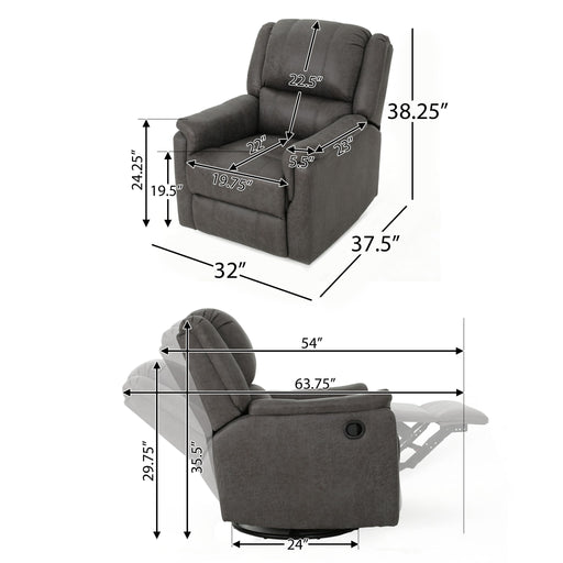 Contemporary Glider Recliner With Swivel Function Noble House
