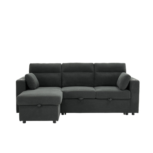 Convertible L - Shaped Sectional Sofa Bed With Storage Chaise, Cup Holders Home Essentials