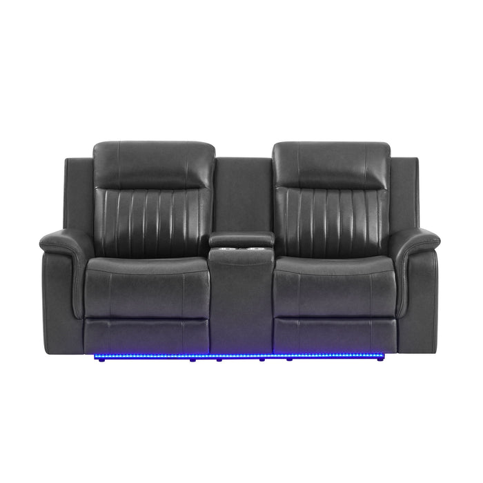 Ian - Power Reclining Sofa With LED Lighting, Surround Sound & Subwoofer - Charcoal Global Furniture USA