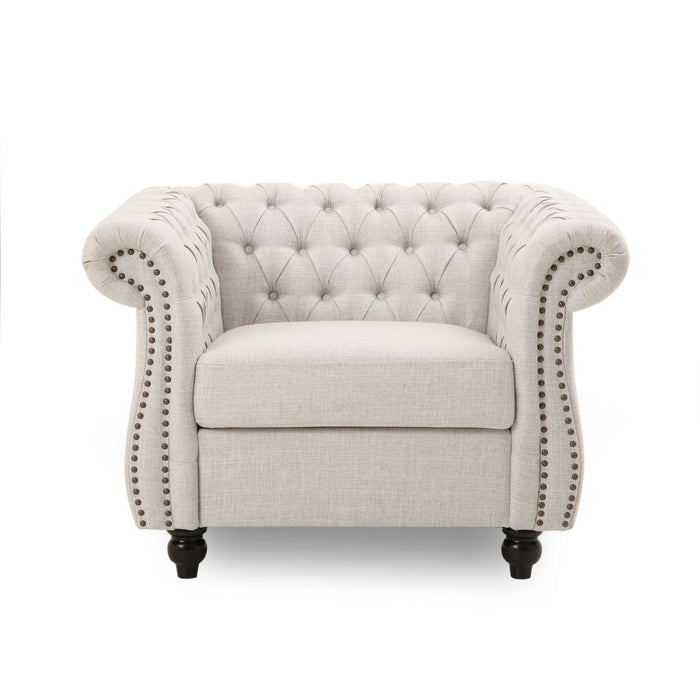 Nexuson - Upholstered Chesterfield Chair With Deep Tufted And Nailhead Trim
