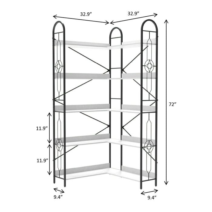Industrial Style Corner Bookshelf With Thickened Iron Frame