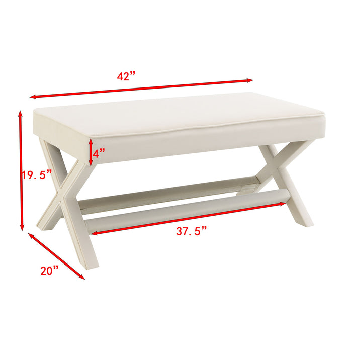 Comfort Double Bench Upholstered With X Crossed Legs Home Essentials