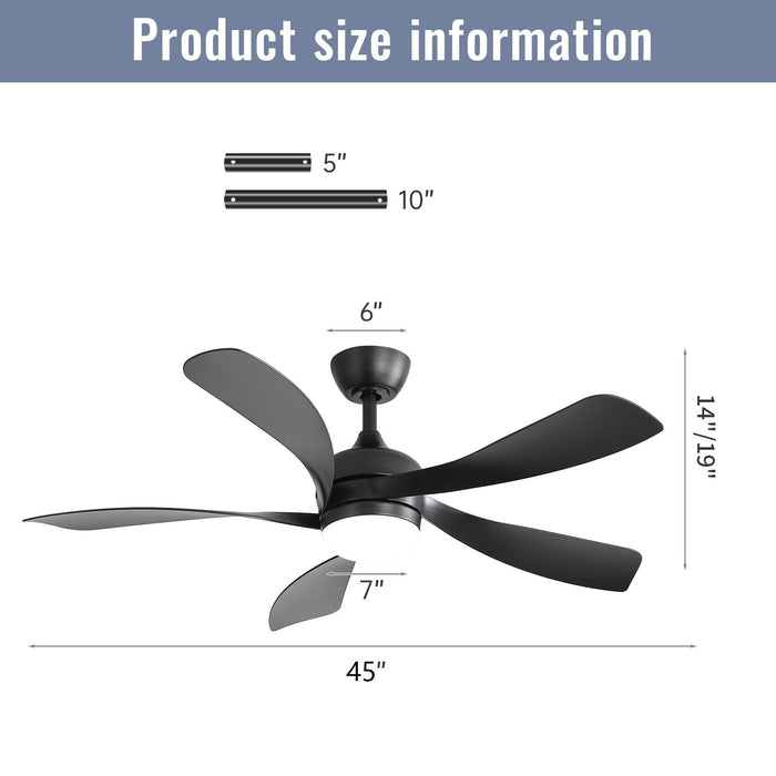 45" Ceiling Fan With DC Motor Smart App Control Quiet Reversible Operation Dimmable Lighting And Timer Daily Nest