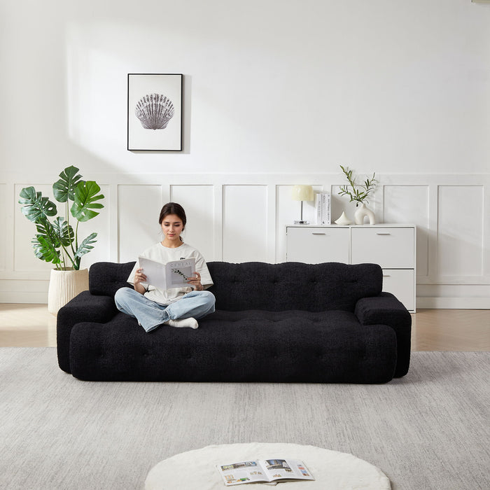 Cloud Series Minimalist Button Tufted Square Arm 3 Seater Sofa Home Essentials