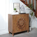 2 Door Accent Storage Cabinet With Floral Design, Sideboard For Living Room - Dark Brown Home Essentials