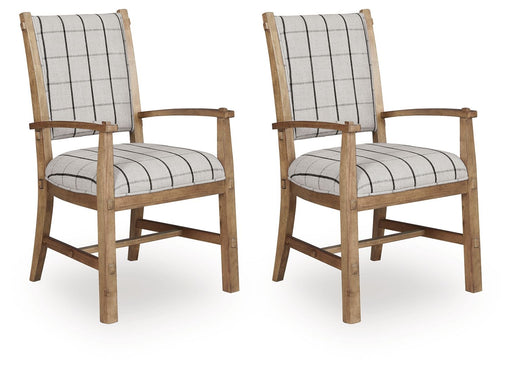 Ridgester - Dining Upholstered Arm Chair (Set of 2) - Light Brown Benchcraft®