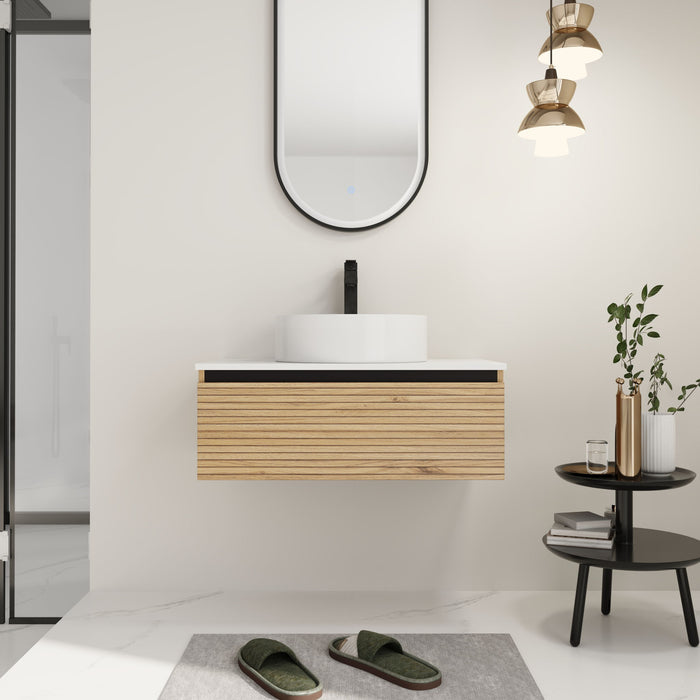 Wall Mounted Bathroom Vanity With Art Sink & 1 Soft Close Drawer Home Essentials