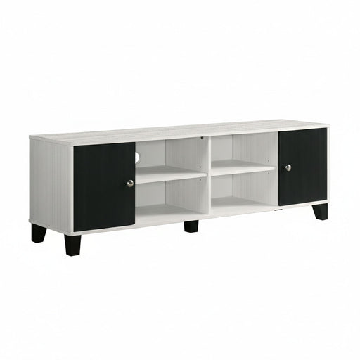 2 Tone TV Stand With Open Shelving And Concealed Storage Living Room Furniture - Black / White Home Essentials