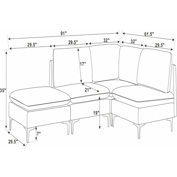 Upholstered Modular Sectional With Tall Legs, Medium Firm Seat Home Essentials