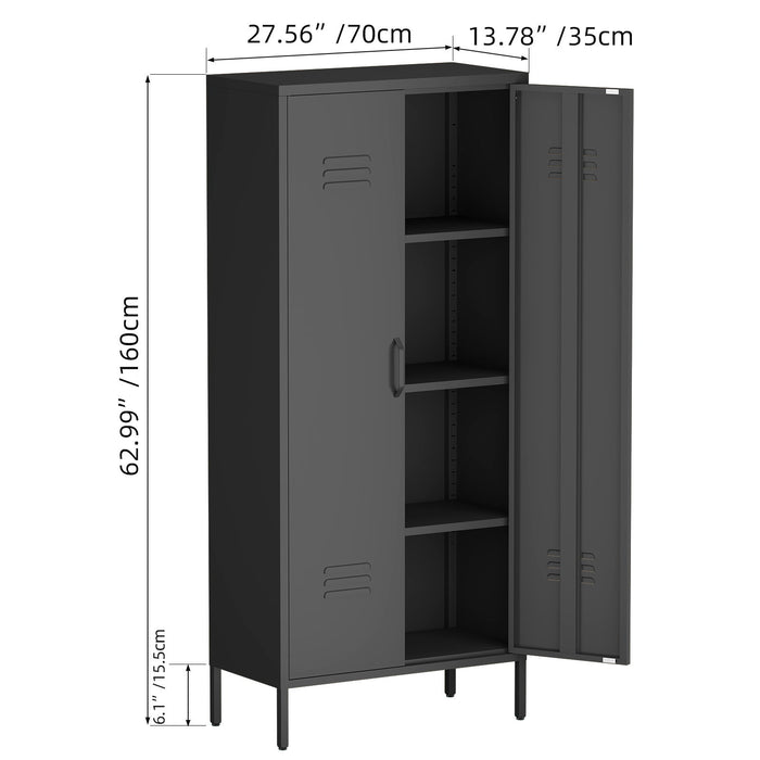 Modern Storage Cabinet With Adjustable Shelves, Magnetic Door Stopper Home Essentials