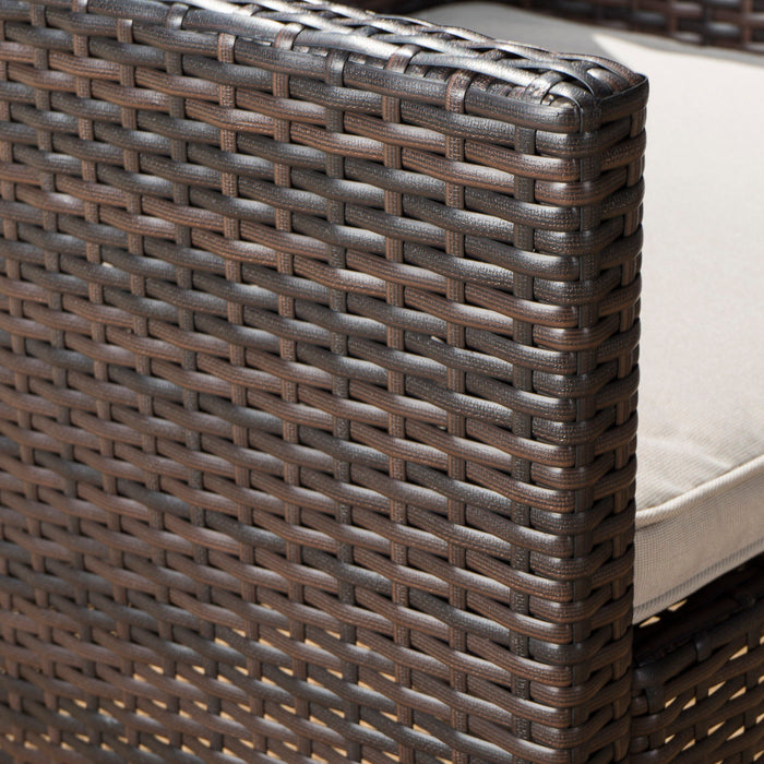 Outdoor Rattan Dining Chair With Straight Legs And Sloped Arms