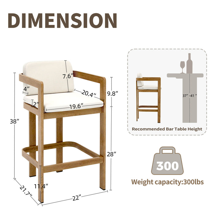 Bar Stool For Gardens And Patio (Set of 2) - Wood Home Essentials
