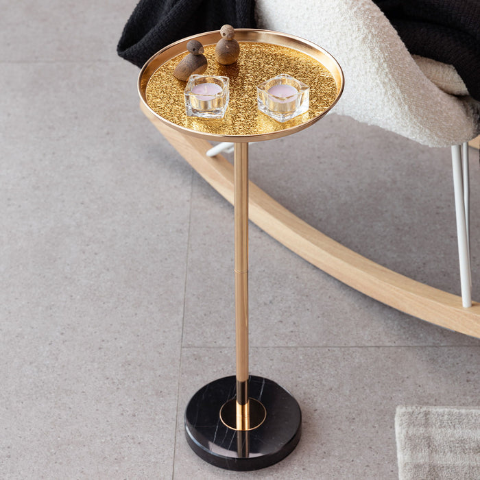 Adjustable Pedestal Side Table For Living Room - Gold / Black Home Essentials