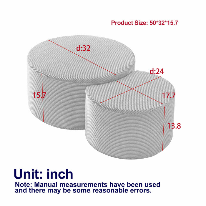 Modern Upholstered Round Coffee Table For Living Room (Set of 2) Home Essentials