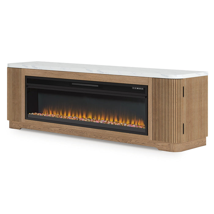 Camdill - 80" TV Stand With Electric Fireplace - Light Brown Signature Design by Ashley®