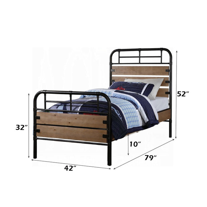 Adams - Twin Bed - Antique Oak & Black ACME