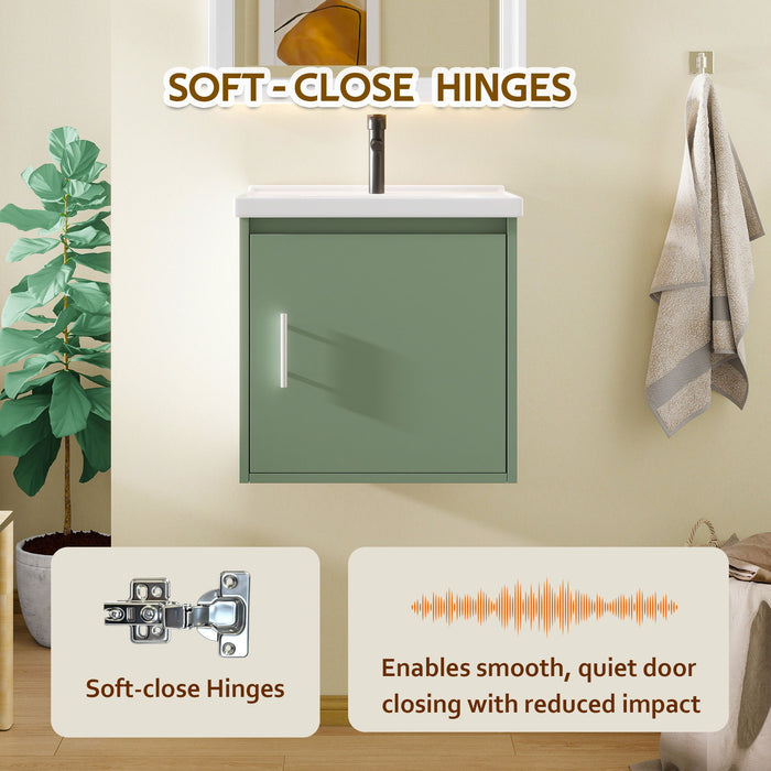 Floating Bathroom Vanity Combo, Wall Mounted Cabinet With Sink & Soft Close Doors For Small Bathrooms Home Essentials