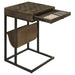 Checkmate - 1 Drawer Side Table With Carved Chess Board - Brown Furniture Max