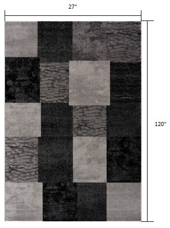 10' Checkered Power Loom Runner Rug - Gray