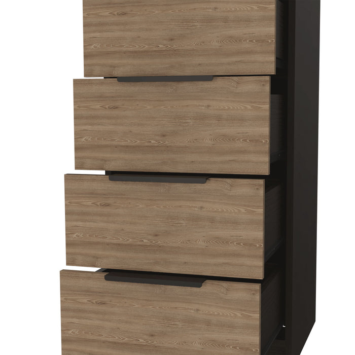 Five Drawer Standard Chest - Brown And Black