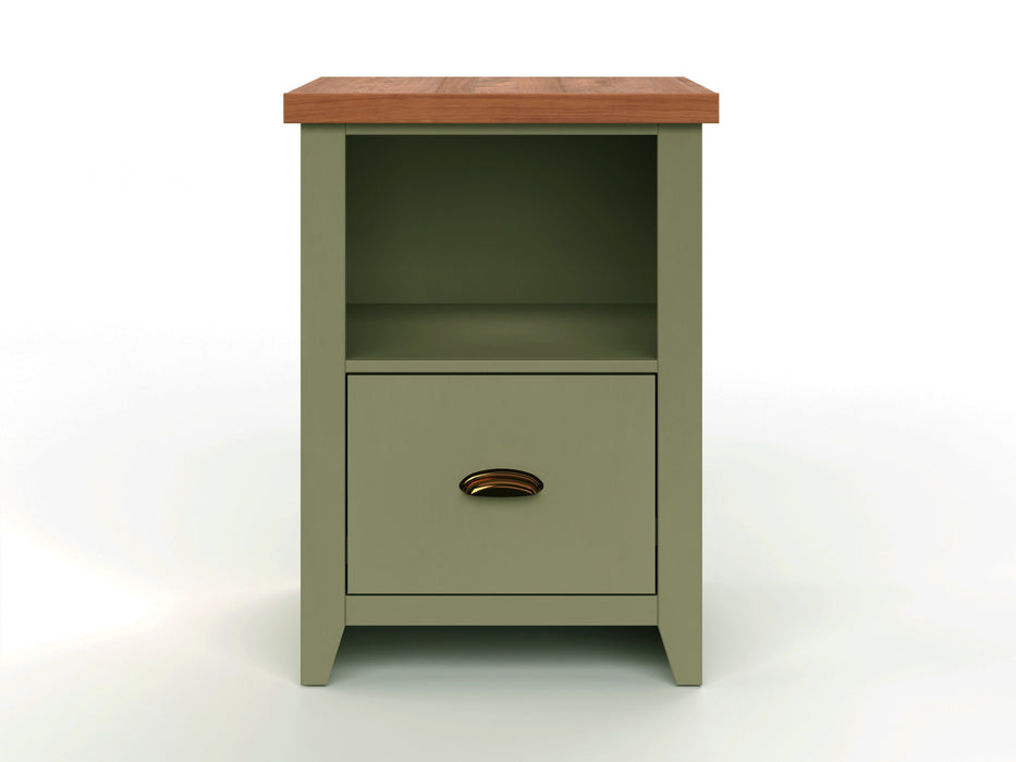 Bridgevine Home Vineyard 22" 1 - Drawer File, No Assembly Required - Sage Green And Fruitwood Finish