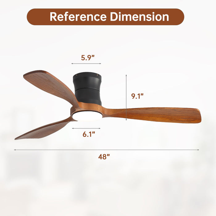 48" Ceiling Fan With Light, Dimmable LED With Memory, Quiet DC Motor - Matte Black Daily Nest