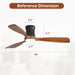 48" Ceiling Fan With Light, Dimmable LED With Memory, Quiet DC Motor - Matte Black Daily Nest