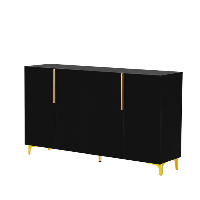 U_Style A Glossy Finish Light Luxury Storage Cabinet, Adjustable, Suitable For Living Room, Study, Hallway - Black
