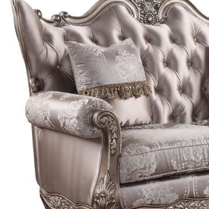 Silk Blend Loveseat And Toss Pillows - Pink / Platinum