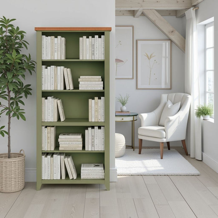 72" High 5 Shelf Bookcase - Sage Green And Fruitwood Home Essentials