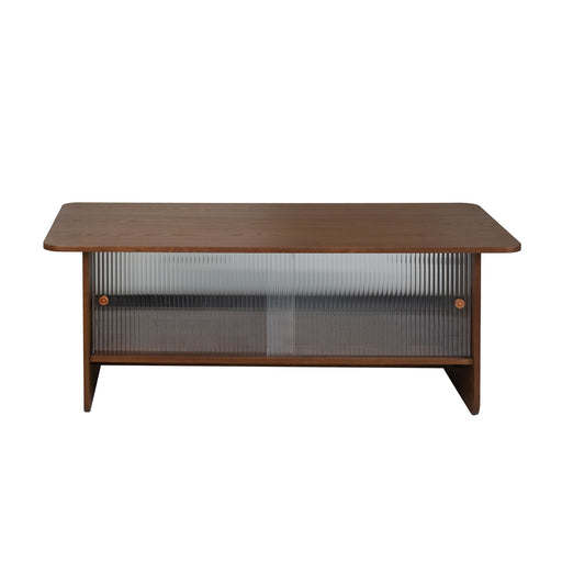 Rectangular Coffee Table With Sliding Door Storage Center Home Essentials