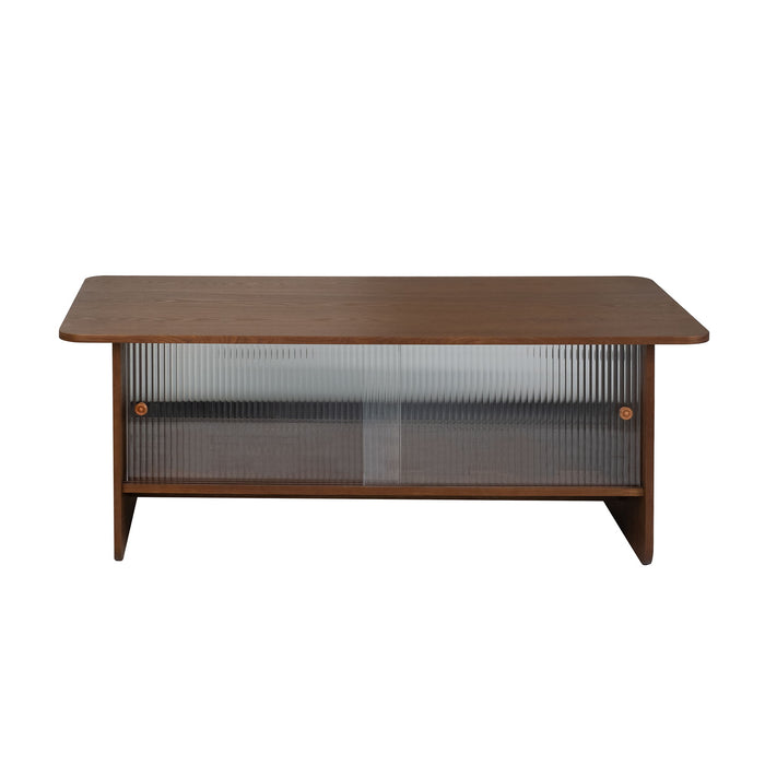 Rectangular Coffee Table With Sliding Door Storage Center Home Essentials