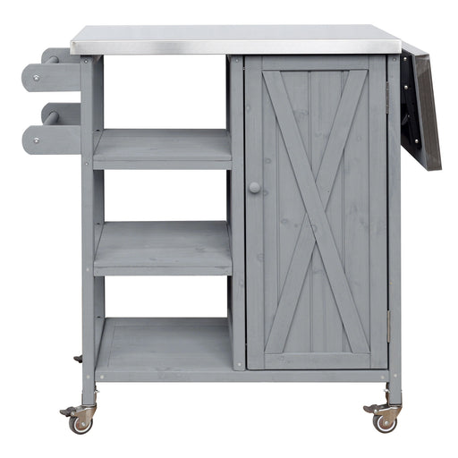 Foldable Outdoor Kitchen Island With Storage Cabinet Hearth and Haven