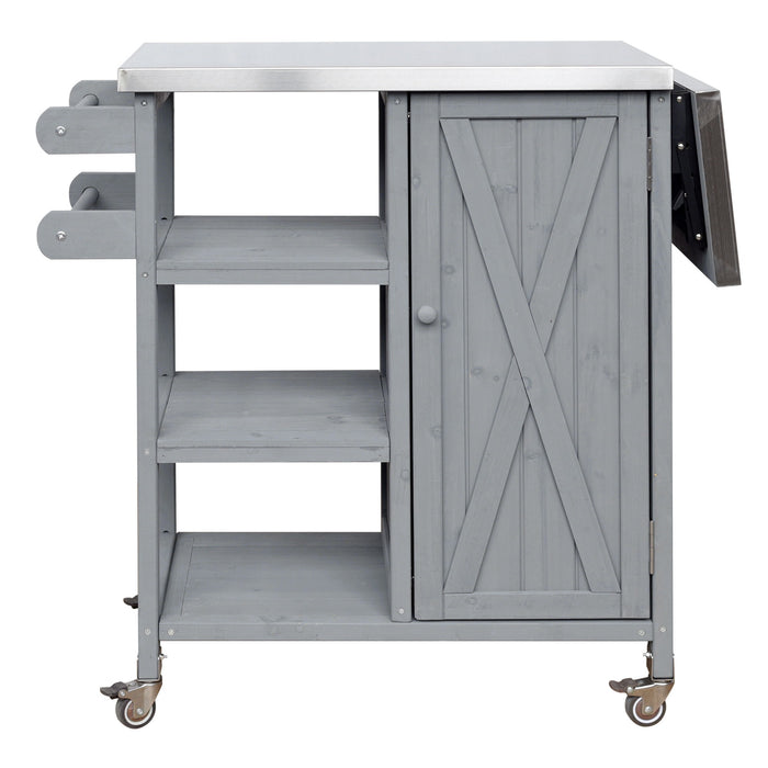 Foldable Outdoor Kitchen Island With Storage Cabinet Hearth and Haven