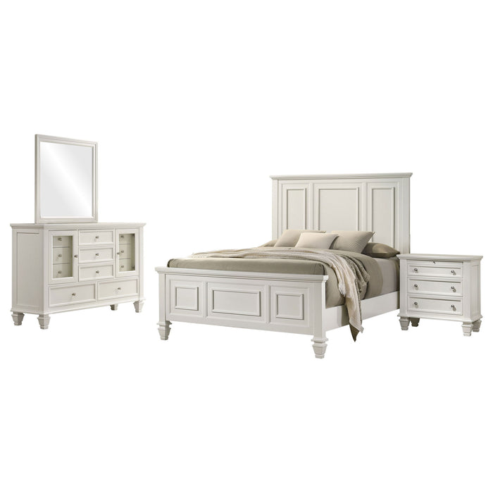 Cortina - 4 Piece Queen Bedroom Set With Ornate Panels And Storage - Cream White Furniture Max