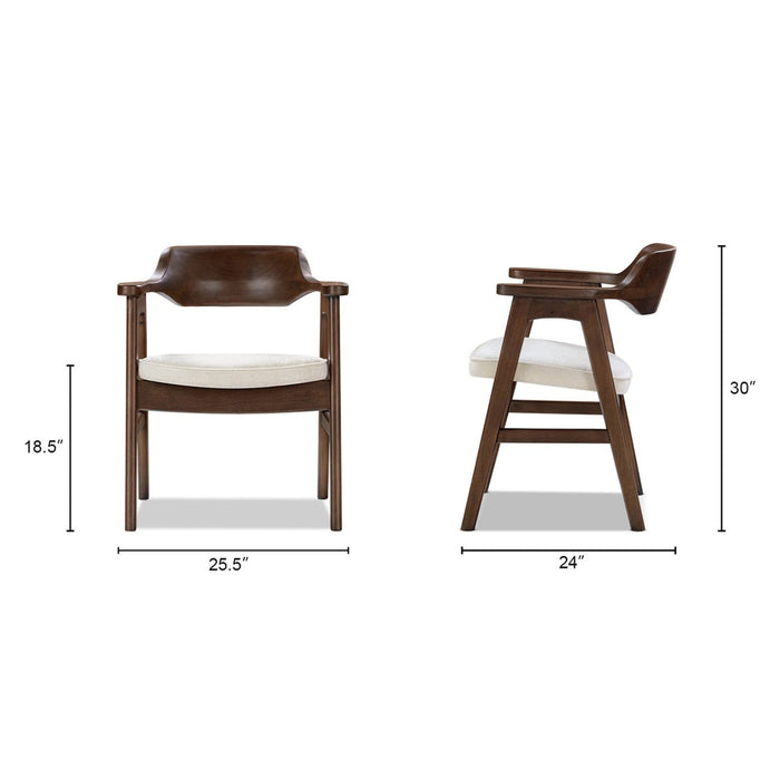 Hayes - Curved Dining Arm Chair - Light Beige Jennifer Taylor Home