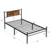 ModerMetal Bedframe With Wood Panel Headboard Home Essentials