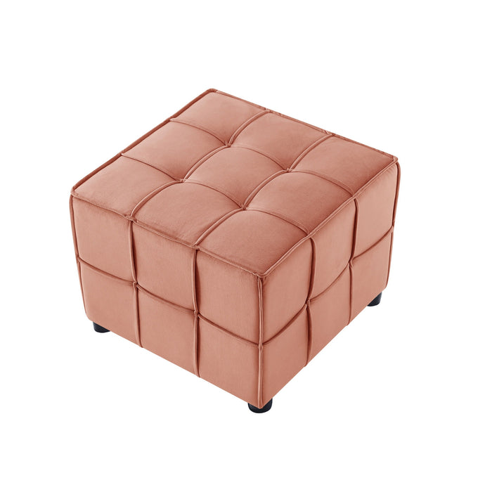 Velvet Cube Ottoman - Blush / Black