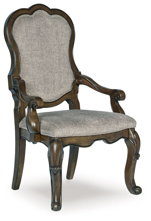 Maylee - Dining Upholstered Arm Chair (Set of 2) - Dark Brown Signature Design by Ashley®